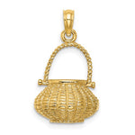 Lataa kuva Galleria-katseluun, 14k Yellow Gold Basket Moveable 3D Pendant Charm
