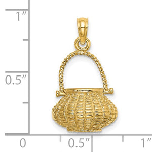 14k Yellow Gold Basket Moveable 3D Pendant Charm
