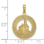 Cargar imagen en el visor de la galería, 14k Yellow Gold Block Island North Light Lighthouse RI Rhode Island Pendant Charm
