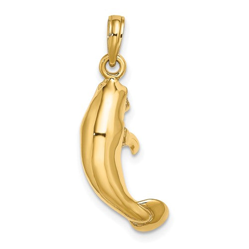 14k Yellow Gold Manatee 3D Pendant Charm
