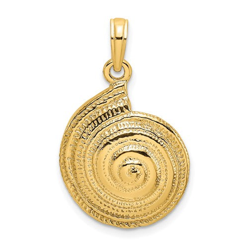 14k Yellow Gold Troca Shell Textured Pendant Charm