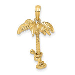 Lade das Bild in den Galerie-Viewer, 14k Yellow Gold Coconut Tree Moveable Man 3D Pendant Charm

