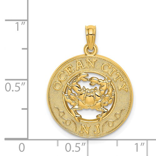 14k Yellow Gold Ocean City New Jersey NJ Crab Pendant Charm