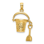 Load image into Gallery viewer, 14k Yellow Gold Ocean City NJ New Jersey Beach Bucket Pail Shovel 3D Pendant Charm
