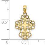 Afbeelding in Gallery-weergave laden, 14k Yellow Gold Lace Trim Cross Pendant Charm
