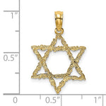 Kép betöltése a galériamegjelenítőbe: 14k Yellow Gold Star of David Textured Pendant Charm
