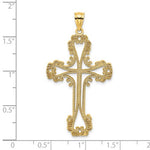 Kép betöltése a galériamegjelenítőbe: 14k Yellow Gold Beaded Cut Out Cross Large Pendant Charm
