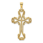Kép betöltése a galériamegjelenítőbe: 14k Yellow Gold Beaded Cut Out Cross Large Pendant Charm
