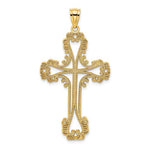 Load image into Gallery viewer, 14k Yellow Gold Beaded Cut Out Cross Large Pendant Charm
