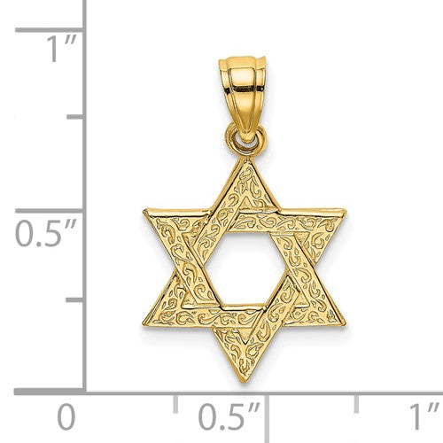 14k Yellow Gold Star of David Pendant Charm