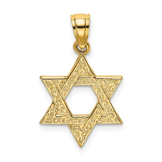 14k Yellow Gold Star of David Pendant Charm