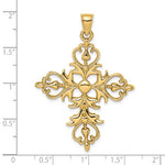 Φόρτωση εικόνας στο εργαλείο προβολής Συλλογής, 14k Yellow Gold Fleur de Lis Cross Large Pendant Charm
