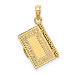 Load image into Gallery viewer, 14k Yellow Gold Santa Biblia Spanish Holy Bible Book Cross Pendant Charm
