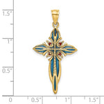 Load image into Gallery viewer, 14k Yellow Gold Enamel Cross Pendant Charm
