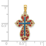 Load image into Gallery viewer, 14k Yellow Gold Enamel Blue Red Cross Pendant Charm
