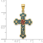 Afbeelding in Gallery-weergave laden, 14k Yellow Gold Enamel Cross Scroll Design Pendant Charm
