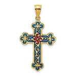 Load image into Gallery viewer, 14k Yellow Gold Enamel Cross Scroll Design Pendant Charm
