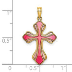將圖片載入圖庫檢視器 14k Yellow Gold Enamel Pink Purple Cross Pendant Charm
