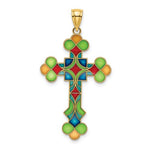 Load image into Gallery viewer, 14k Yellow Gold Enamel Multi Color Cross Pendant Charm
