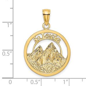 14k Yellow Gold St. Lucia The Pitons Travel Pendant Charm