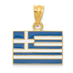 Load image into Gallery viewer, 14k Yellow Gold Enamel Greece Flag Pendant Charm
