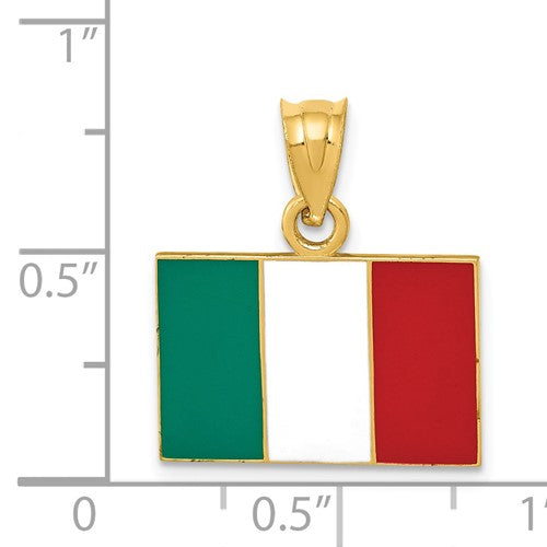 14k yellow gold enamel italy flag pendant charm