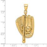 Kép betöltése a galériamegjelenítőbe: 14k Yellow Gold Baseball Bat Glove 3D Large Pendant Charm
