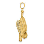Загрузить изображение в средство просмотра галереи, 14k Yellow Gold Baseball Bat Glove 3D Large Pendant Charm

