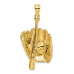 Carica l&#39;immagine nel visualizzatore di Gallery, 14k Yellow Gold Baseball Bat Glove 3D Large Pendant Charm
