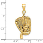 Kép betöltése a galériamegjelenítőbe: 14k Yellow Gold Baseball Bat Glove 3D Pendant Charm
