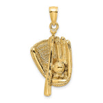 Charger l&#39;image dans la galerie, 14k Yellow Gold Baseball Bat Glove 3D Pendant Charm
