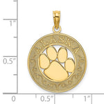 Φόρτωση εικόνας στο εργαλείο προβολής Συλλογής, 14k Yellow Gold Alaska Bear Paw Print Circle Round Pendant Charm
