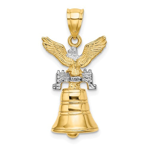 14k Yellow White Gold Two Tone Liberty Bell Philadelphia PA Pennsylvania Pendant Charm