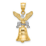 Ladda upp bild till gallerivisning, 14k Yellow White Gold Two Tone Liberty Bell Philadelphia PA Pennsylvania Pendant Charm
