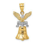 Afbeelding in Gallery-weergave laden, 14k Yellow White Gold Two Tone Liberty Bell Philadelphia PA Pennsylvania Pendant Charm
