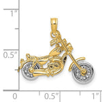 Lataa kuva Galleria-katseluun, 14k Yellow White Gold Two Tone Motorcycle Moveable 3D Pendant Charm
