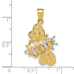Carica l&#39;immagine nel visualizzatore di Gallery, 14k Yellow Gold and Rhodium Two Tone Bee Bumblebee 3D Pendant Charm
