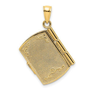 14k Yellow Gold and Rhodium Footprints in the Sand Prayer Book 3D Pendant Charm