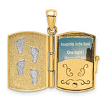 Load image into Gallery viewer, 14k Yellow Gold and Rhodium Footprints in the Sand Prayer Book 3D Pendant Charm
