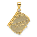 이미지를 갤러리 뷰어에 로드 , 14k Yellow Gold and Rhodium Footprints in the Sand Prayer Book 3D Pendant Charm
