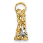 Indlæs billede til gallerivisning 14k Yellow White Gold Two Tone Cat with Dangling Bell 3D Pendant Charm
