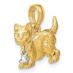 Ladda upp bild till gallerivisning, 14k Yellow White Gold Two Tone Cat with Dangling Bell 3D Pendant Charm
