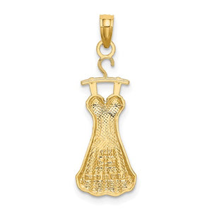 14K Yellow Gold and Rhodium Dress with Flower Pendant Charm
