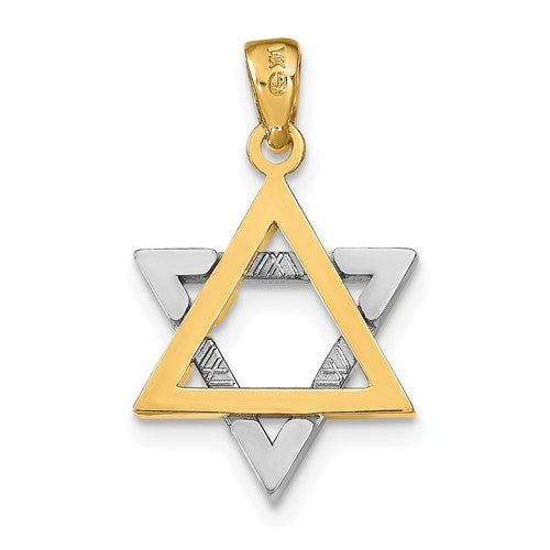 14k Yellow White Gold Two Tone Star of David Pendant Charm