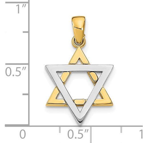 14k Yellow White Gold Two Tone Star of David Pendant Charm