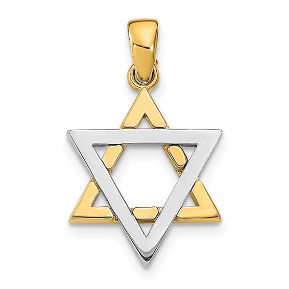 14k Yellow White Gold Two Tone Star of David Pendant Charm