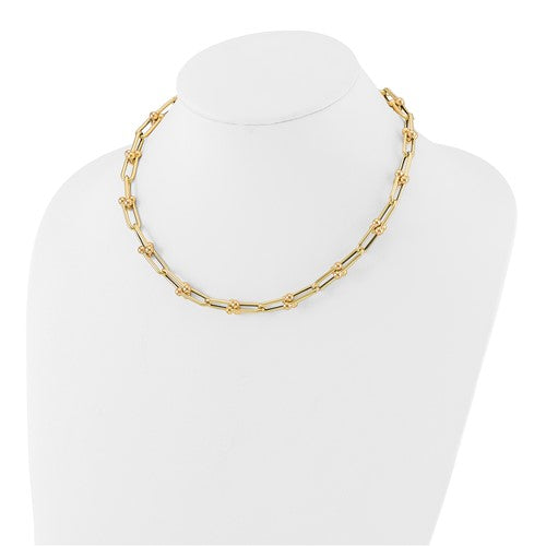 14k Yellow Gold Elongated Link Ball Necklace Chain 18 inches Made to Order