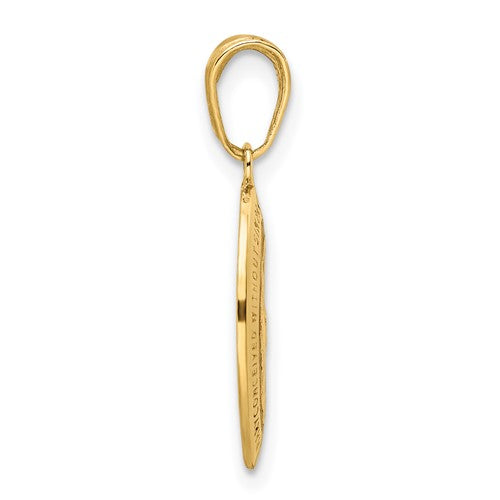 14k Yellow Gold Enamel Blessed Virgin Mary Miraculous Medal Oval Pendant Charm