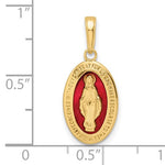 Carica l&#39;immagine nel visualizzatore di Gallery, 14k Yellow Gold Enamel Blessed Virgin Mary Miraculous Medal Oval Pendant Charm
