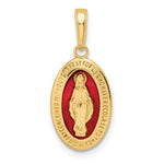 Carica l&#39;immagine nel visualizzatore di Gallery, 14k Yellow Gold Enamel Blessed Virgin Mary Miraculous Medal Oval Pendant Charm

